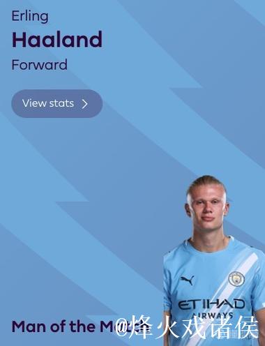 梅开二度，哈兰德当选水晶宫vs曼城全场最佳球员